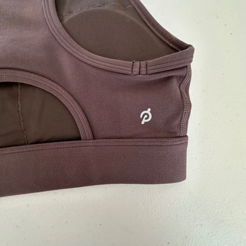 Peloton Cadent High Neck Bra Womens Small Chocolate Brown Racerback Athleisure